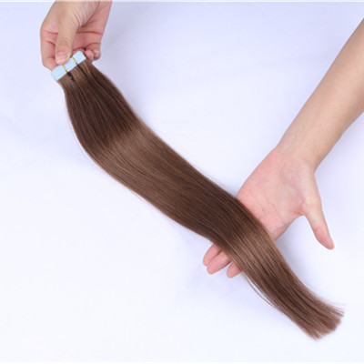 Invisible double sided tape in hair extensions dark brown 6# remy tape in  hair wholesale 16